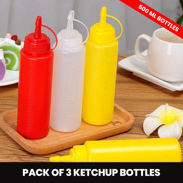 Ketchup Bottles (Pack of 3) Multi-Color Set