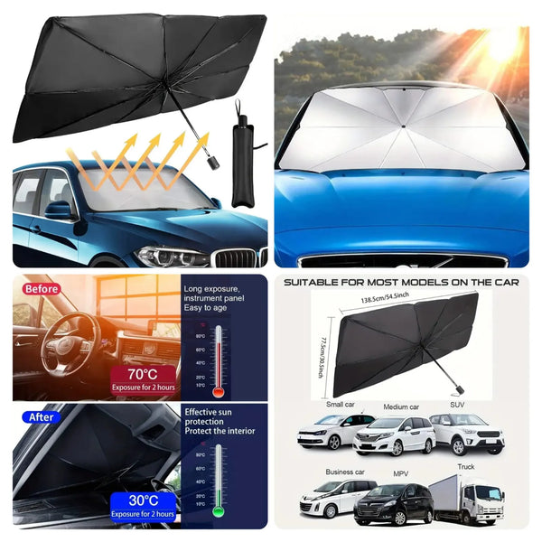 Foldable Car Windshield Sunshade - UV Protection Umbrella